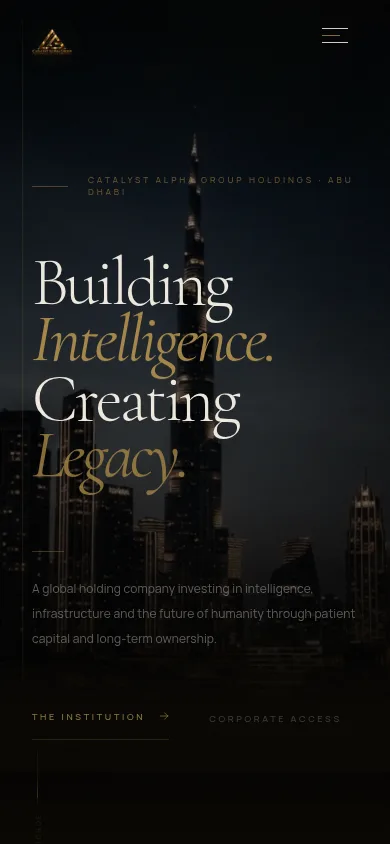 Catalyst Alpha Group Holdings: Public website, home page, phone width, captured 11 October 2026